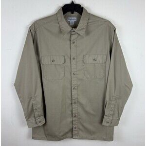 Men’s Carhartt Long Sleeve Button Down Shirt / Size XL / Beige